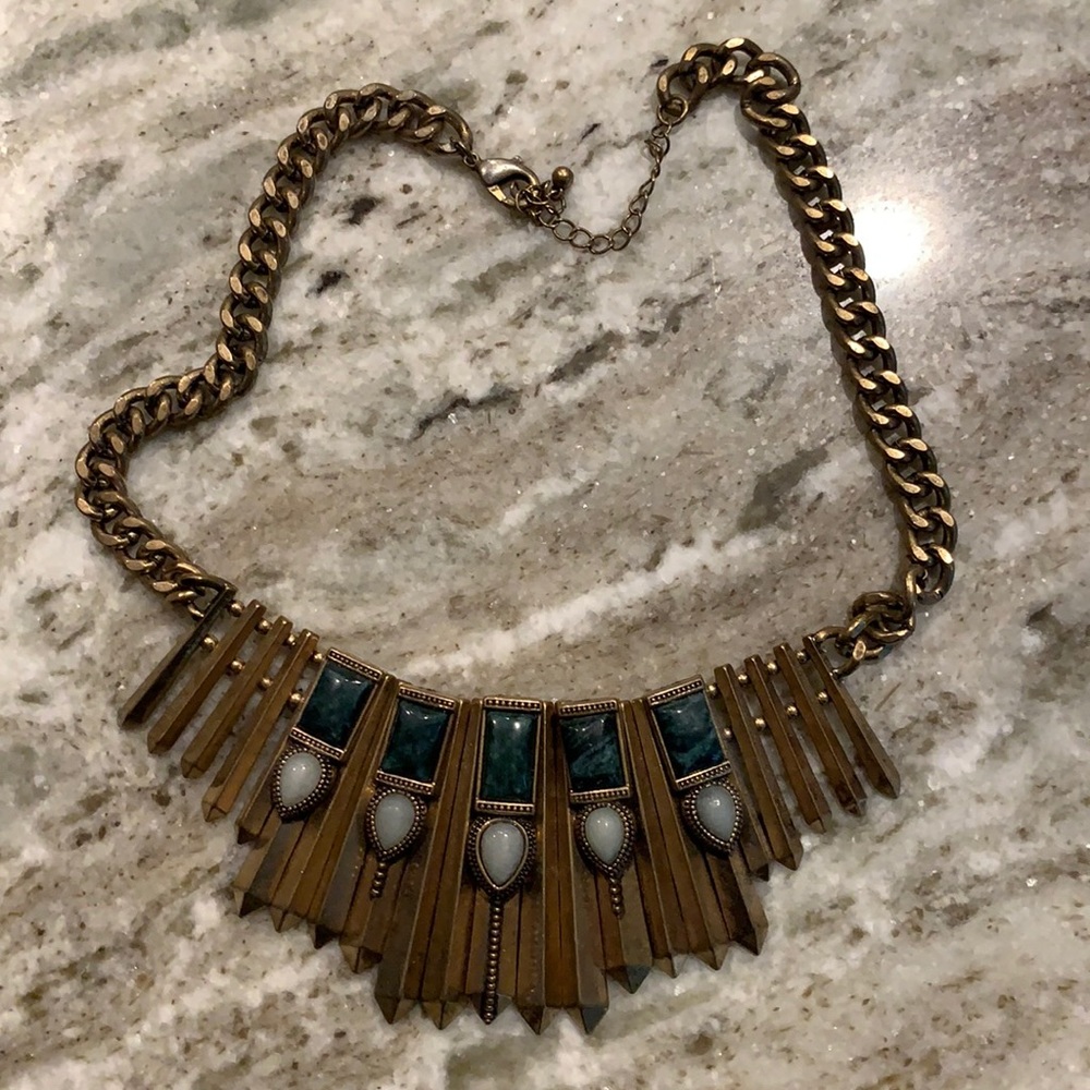 Antique brass statement necklace